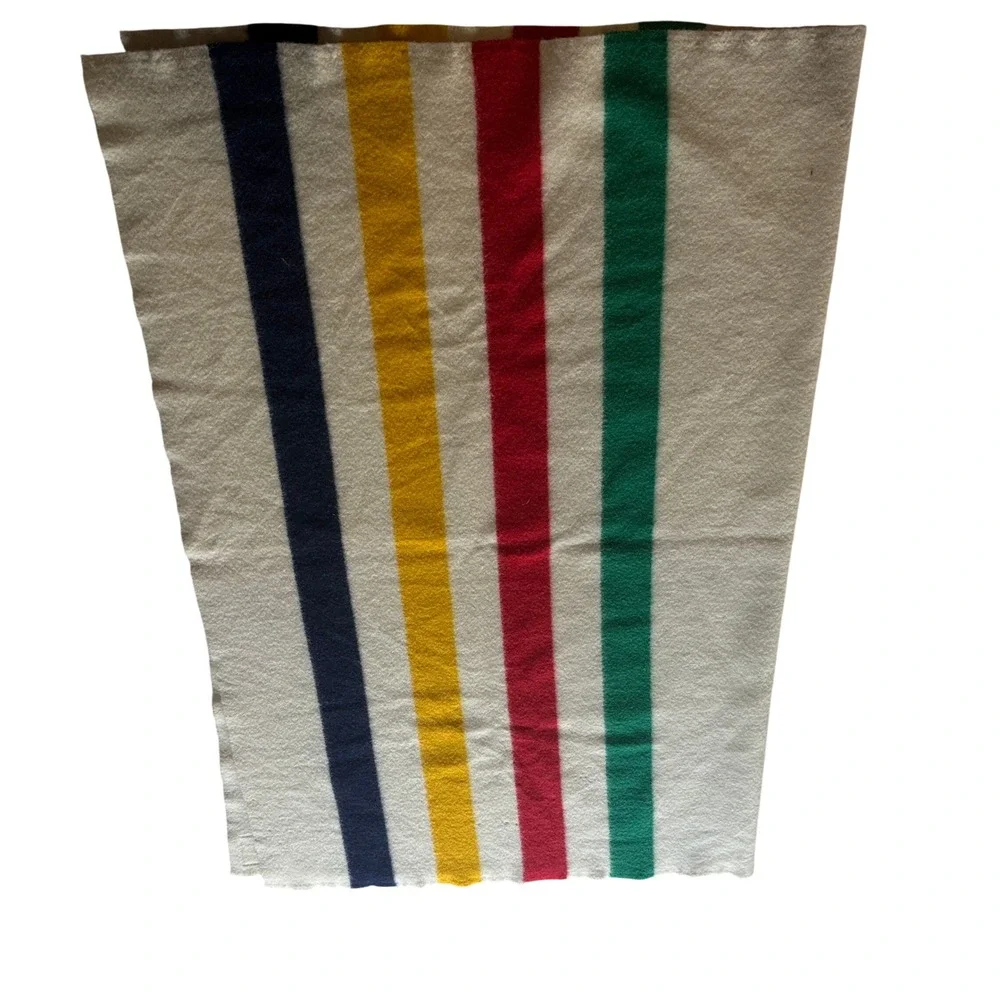 Hudson's Bay 4 Point Blanket Unisex Cream Multistripe Wool Heritage 82x60